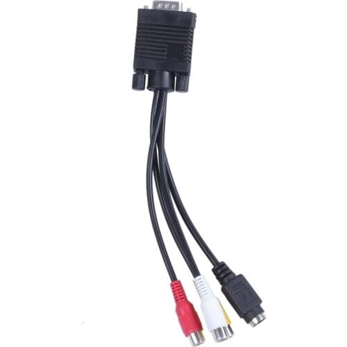 8 inch VGA Male to 3 RCA S-Video Female AV Video Cable Adapter