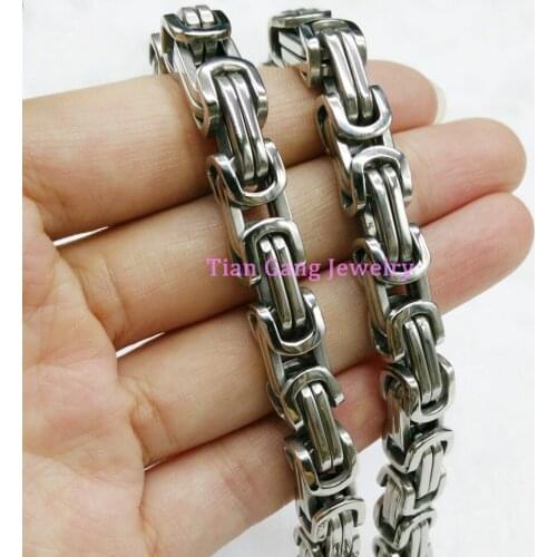 8mm 7-40" Byzantine Box Chain Black Silver Color Hot Selling 316L Stainless Steel Cool Man Band Party Necklace