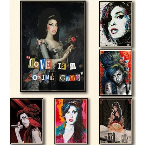43 Designs Amy Winehouse Whitepaper Poster Alternative Abstract Art Painting Funny Wall Sticker for Coffee House Bar