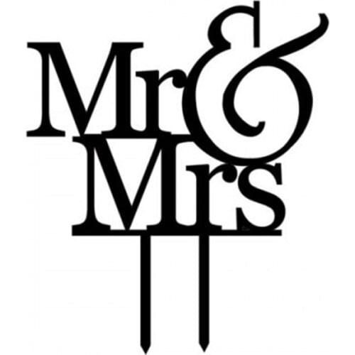 Wedding Cake Topper Bride Groom Mr Mrs Acrylic Black Personalized Cake Toppers Marriage Party Supplies