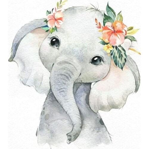 Diamond Painting Full Circle Diamond Kit Rhinestone Picture Art Craft Home Door Decoration (Cute Elephant)
