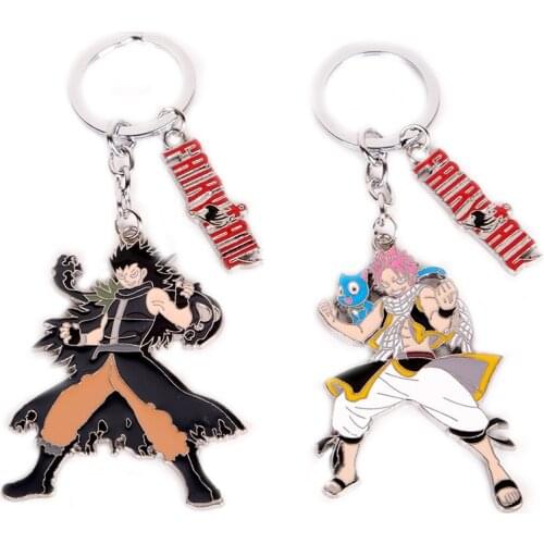 FAIRY TAIL Metal Pendant Keychain Anime Cosplay Lucy Happy Cat Kana Alberona Activity Keyring Bag Pendants for Friends Gift