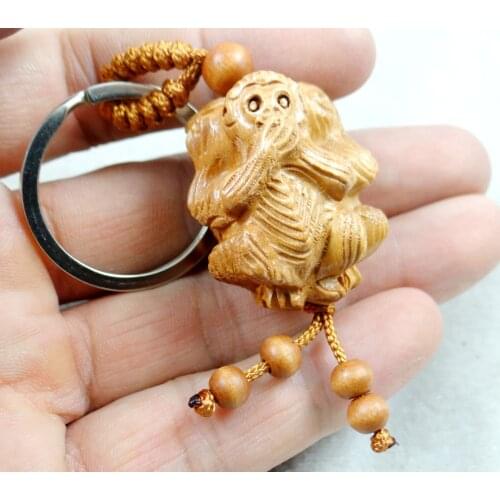 Natural Mahogany Three-dimensional Engraving Keychain Lifelike Zodiac signs Keyring gift for friend women jewelry car keychain