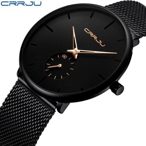 Crrju Watches Man Clock Mens Wrist Watch Stainless Steel Ultra Thin Male Quartz Mens Wrist Watch Military Sport Watches Women