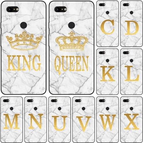 Phone Case for Google Pixel 3 3A 2 XL 3XL 3AXL 2XL White Marble Golden English Letter Fashion Name Back Cover Fundas Shell