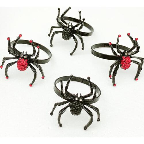 Halloween black spider napkin ring metal napkin ring hotel napkin holder suitable for banquet holiday party supplies