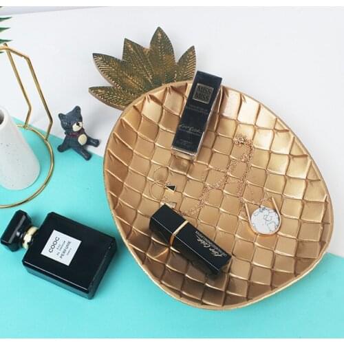 Nordic Wooden Plate Creative Golden Leaf Pineapple Storage Trays Home Wedding Dining Desktop Decoration Kitchen Dishes Tableware