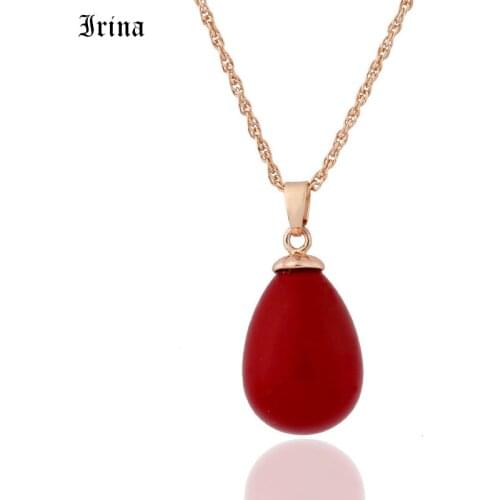 Water Drop Desgin Shell Pearls Long Necklaces 585 Rose Gold Women Wedding Fashion Jewelry Simple Gifts Party Multicolor Pendants