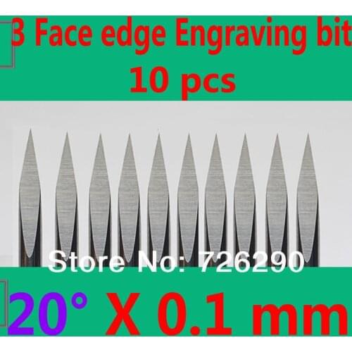 HUHAO 10pcs 3.175mm Dia 20 Angle 0.1mm Tip 3 Edge Carbide Woodworking Tools Engraving Bits for CNC Router Machine