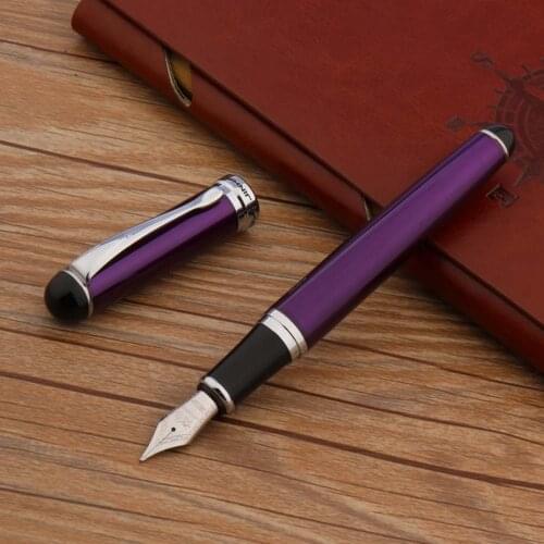Jinhao X750 Fountain Pen Metal purple Silver Bend Nib Ink Stationery Office School Supplies Writing Gift