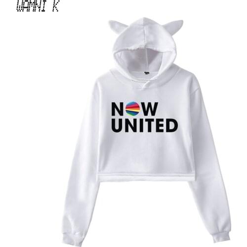 2021 Now United - Better Album Cat ear Hoodie Women Better Now United Lyrics Pullover Girls Kawaii Harajuku short Tracksuit