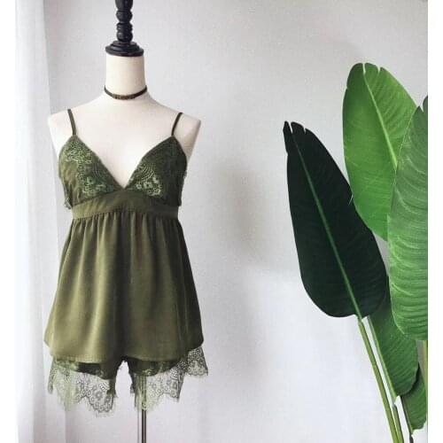 Summer Short Sleeve Silk Pajamas Set Two Pieces Women Sleepwear Sexy Nightwear for Women