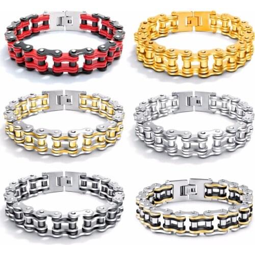 Hot Male Men Motorcycle Bike Chain Bracelets Bangles High Quality Women 316L Stainless Steel Bicycle Biker Bracelet Jewelry