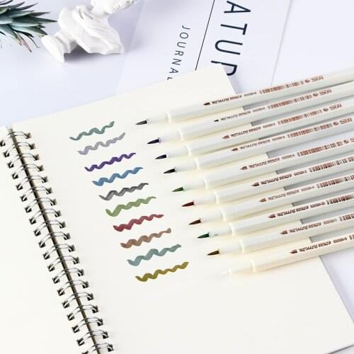 10 colors Soft Tip Metallic color marker pen Water Based ink Glass DIY Album Drawing Black Paper art supplies