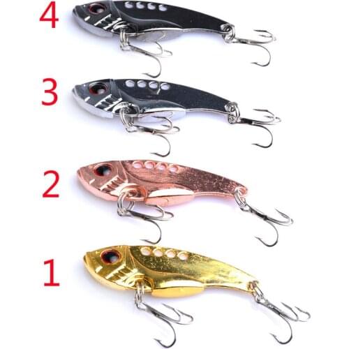 Metal Vib Leech Spinners Spoon Lures 5.5cm/11g Artificial Bait With Feather Hook Night Fishing Tackle for Bass Pike Perch