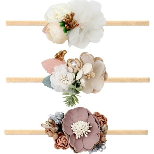 Fashion Flower Baby Headbands Infant Thin Nylon Headbands Soft Hairband Toddler Spring Summer Hair Accessories