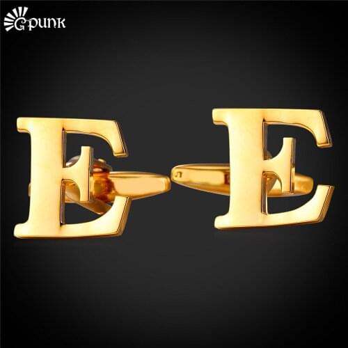 Trendy Initial Alphabet Cufflinks For Men 1 Pair Initial Letter Alphabet A To Z Gold color Wholesale Men Accessories C2035G