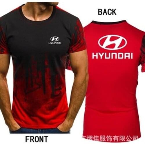 2021 for Hyundai T-shirt Men Gradient Color Short Sleeve Beefy Muscle Basic Solid Blouse Tee Shirt Casual tshirt Summer F