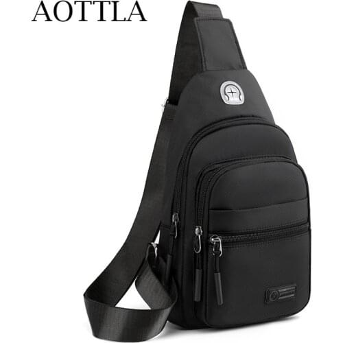 AOTTLA Mens Bag Classics Solid Color Chest Bag For Male Fashion Leisure Shoulder Bag Travel Male Bag Brand Men Versatile Bags