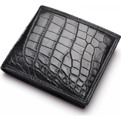 Authentic Exotic Crocodile Belly Skin Mens Short Wallet Small Card Purse Genuine Real True Alligator Leather Male Bifold Wallet