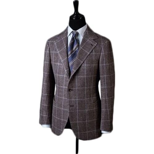 Mens Suit Top Solid Plaid England Style Singal-Breasted V-Sleeve Jacket Fashion Handsome Overcoat