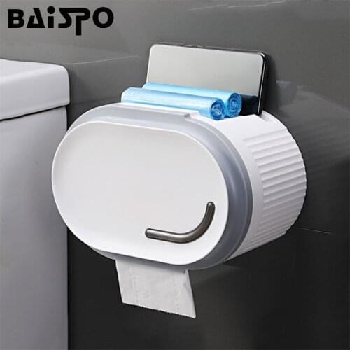 BAISPO Wall-Mounted Toilet Paper Holder Load-Bearing Paper Storage Waterproof Toilet Roll Holder WC Home Bathroom Accessories