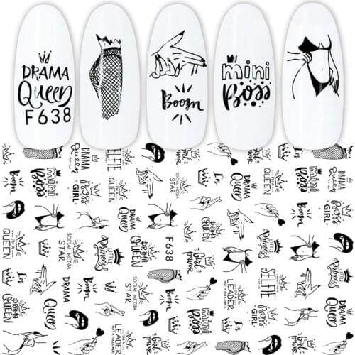 2020 New 3D Nail Sticker Decals Woman Facial Flowers Design Nail Art Decorations Stickers Sliders Manicure Accessories Nails