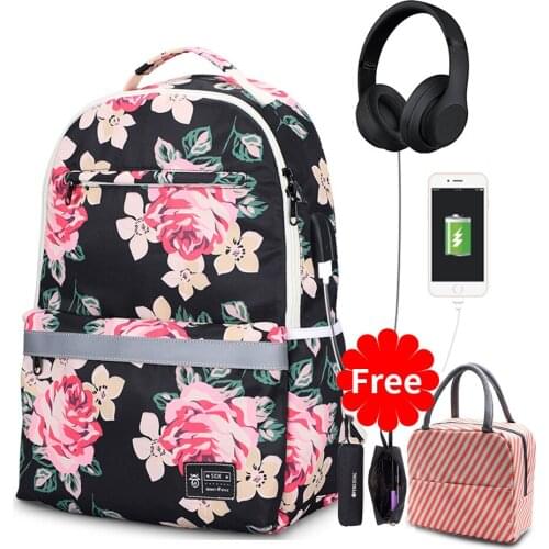 2020 new printed backpack female Korean version of the trendy male usb student school bag leisure travel computer backpack