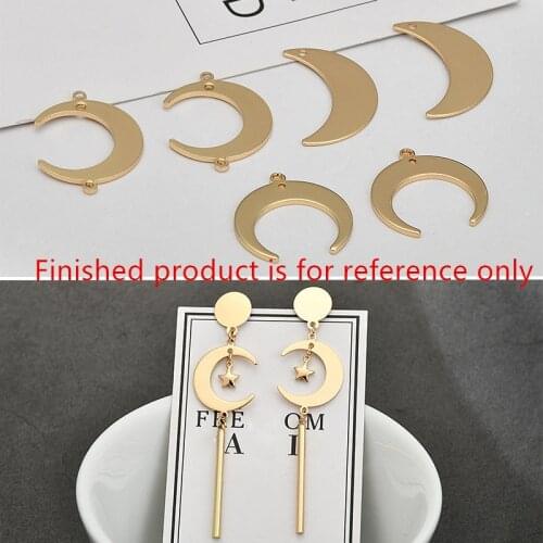 New Trendy 50pcs/lot cartoon Moon shape gold/silver color copper charms diy jewelry earrings/garment/Keychain pendants accessory