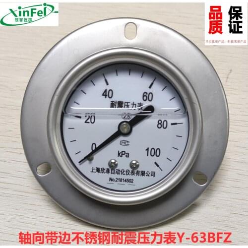 Axial band edge stainless steel seismic pressure gauge Y-63BFZTy60bf