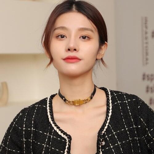 Bee And Key Pendant Necklaces Statement Gothic PU Leather Choker for Women Man 100% Handmade Neck Rock Punk Jewelry