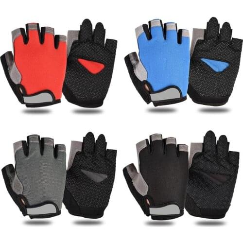 Men Women Half Finger Gloves Cycling Anti-Slip Sunscreen Breathable Mesh Outdoor Riding Sports Glove thin section New
