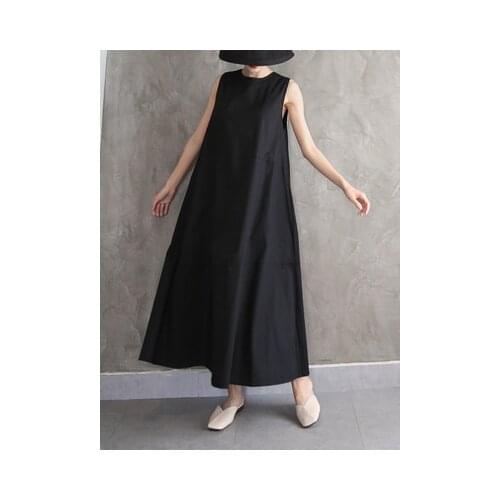 SLEEVELESS PATCHWORK DRESS 2020 new summer style waistcoat dress slim plus size Korea poplin cold wind black