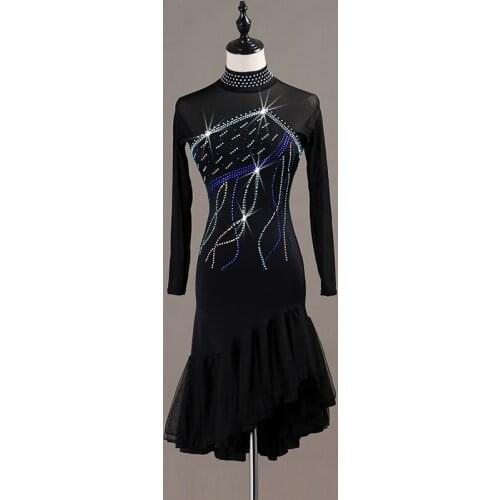 Latin Dance Dress Women Long Sleeve Performance Costume Black Dress Designer Clothes Samba Dance Wear Tap Dance Outfits JL2644