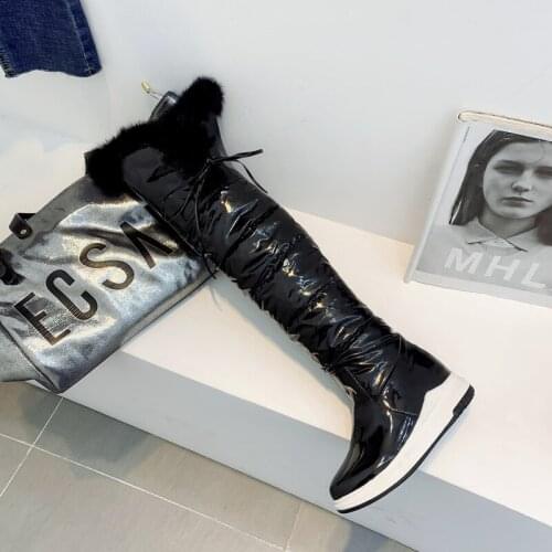 New winter style warm Over knee boots snow boots feather Women boots waterproof True fur Non-slip snow boots warm Women shoes