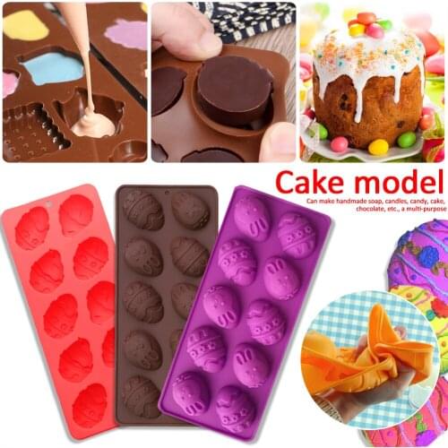 10-Cavity Easter Egg Silicone Chocolate Mold DIY Baking Cake Mold Easter Resin Ornaments Decoration