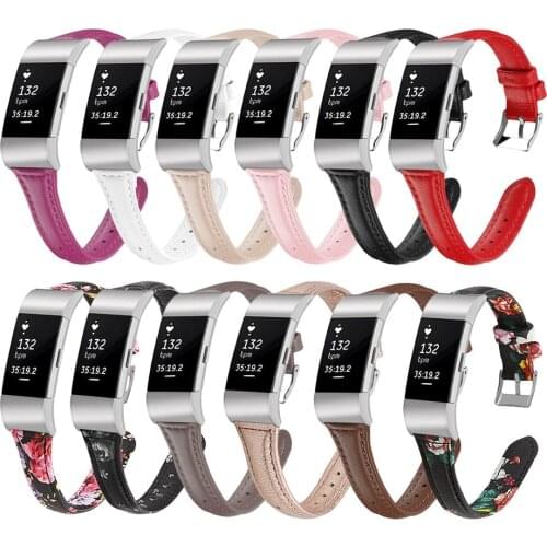 EiEuuk Soft Genuine Leather Replacement Watch Band Bracelet Wrist Strap for Fitbit Charge 3 Smartwatch