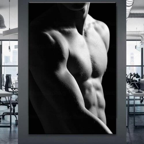 Contemporary Wall Decor Muscular Male Poster Canvas Home Decor For Bedroom Fitness Modern Prints Artwork