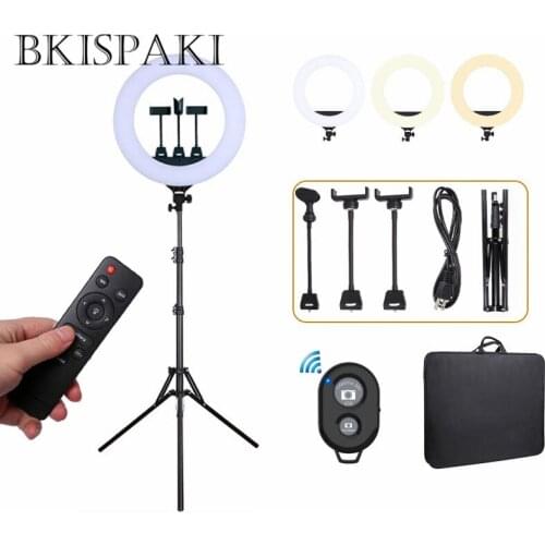 45cm 56cm LED Selfie Ring Light with Light Stand Phone Holder Remote Control EU US adaptor Video Light LED for Makeup Youtube