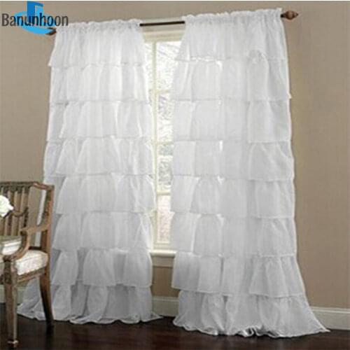 Top Tube Curtains Fashion Real Cortina European Sheer For Bedroom Sweet Lotus Leaf Tulle For Princess Living Room Window