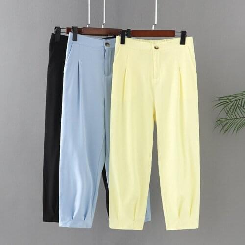 Womens Clothing Harem Pants Plus Size 2021 Summer With Show Thin Loose Elastic Waist Fold Ankle Length Trousers