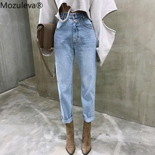 Mozuleva Vintage High Waist Straight Jeans Pant for Women Streetwear Loose Female Denim Jeans Buttons Zipper Ladies Jeans 2021