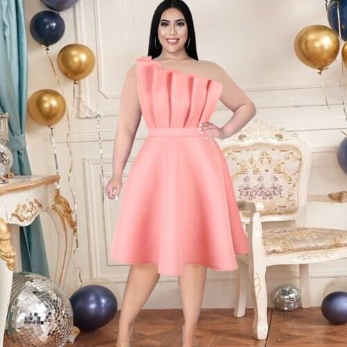 Dashiki African Dresses For Women Pleated Ruffles Bare Shoulder Elegant Ladies Event Celebrate Evening Birthday Night Out Robes