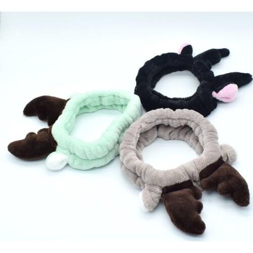 1PCS Antlers Hair Holder Hairbands Fleece Bow Animal Ears Headband For Women Girls Turban Fashion Hair Accessories