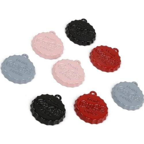 2020 10/12pcs Zinc Alloy Metal Enamel Bottle Cap Design Charm Pendant For DIY Earrings Fashion Jewelry Making Accessories