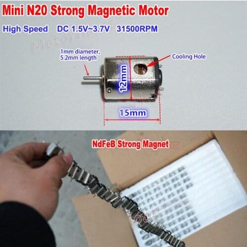 10mm*12mm Mini N20 Motor DC 3V 3.7V 31500RPM Ultra high speed NdFeB Super Strong Magnet Engine t DIY Toy Car Boat RC Drone