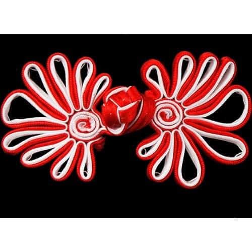 100set White Red Braided Frog Closure Knot Button Fastener Knot Sew On Button for Sewing Garment Chair Decorated NK324