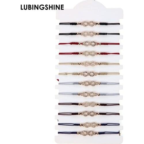 12pcs/set Gold Color Crystal Infinity Love Charms Bracelets for Women Handmade Braided Rope Chain Bracelet Set Boho Jewelry Gift