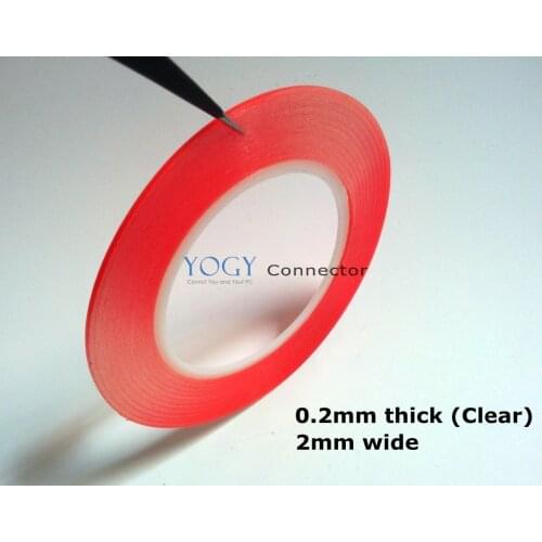 1x (0.2mm thick, Clear) 2mm wide Tape, Strong Acrylic Glue Double Sided Tape for Phone Camera Display, Battery, Lens Repair