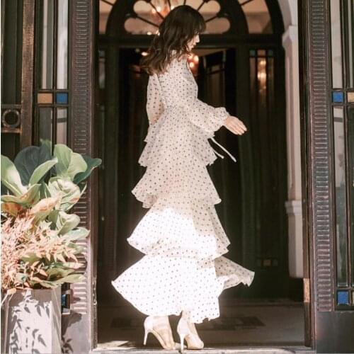2020 fashion brand retro palace cake style Cascading dress female retro elegant Victoria vacations longer dress wq1058 dropship